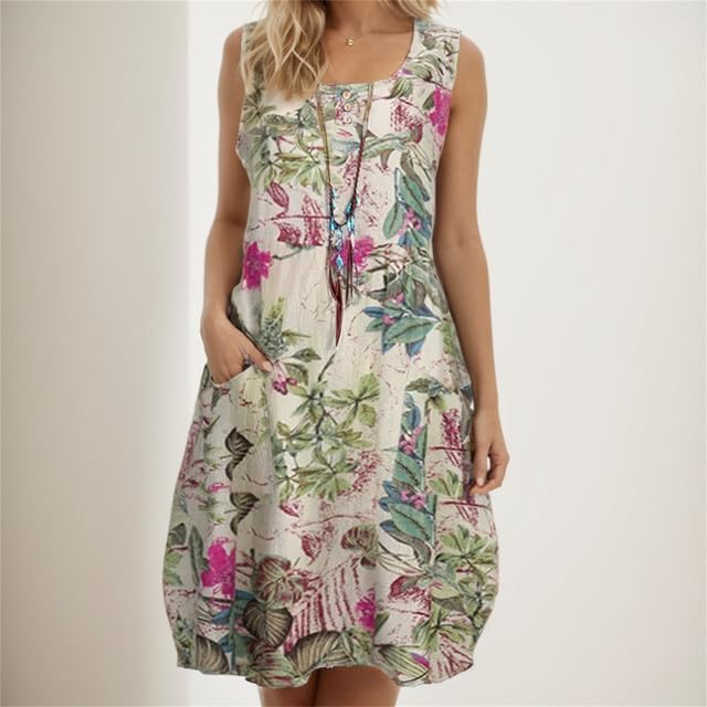 CM | Vestido midi floral de algodón con aire vintage
