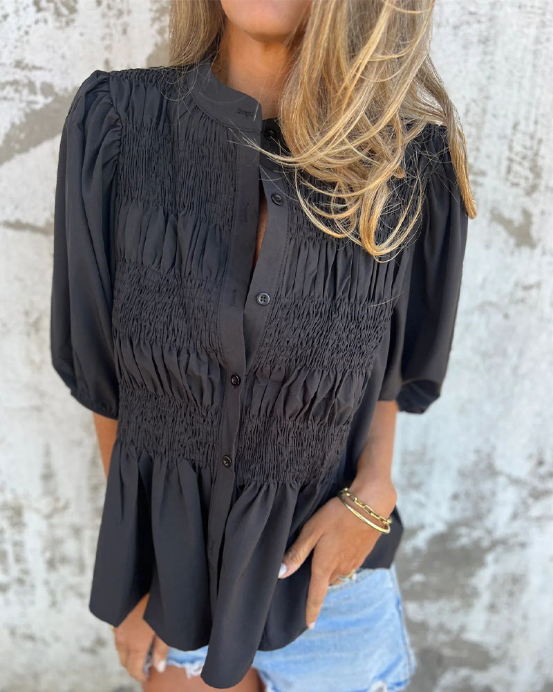 CM | Blusa Casual Moda Manga Corta Unicolor