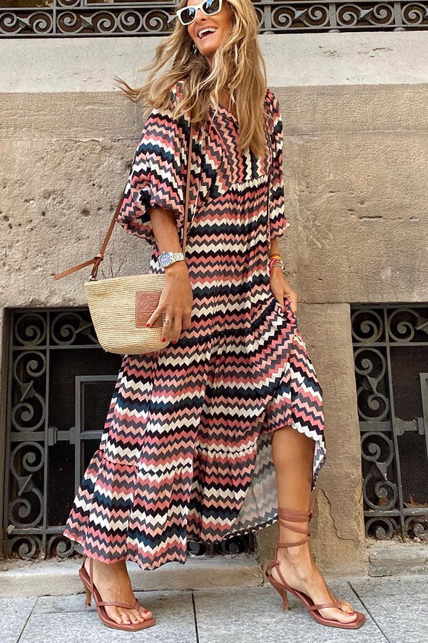 CM | Vestido midi con mangas abullonadas