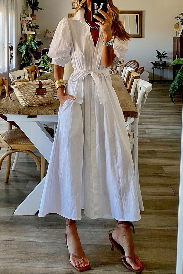 CM | Vestido midi camisero con bolsillos vintage