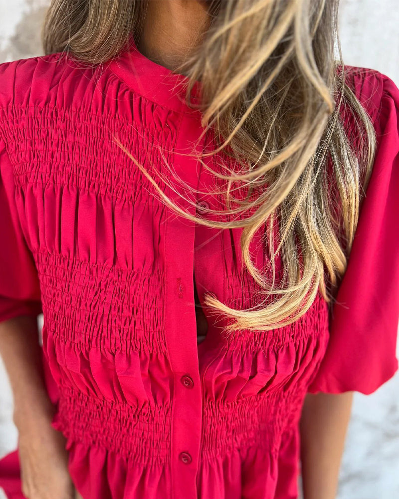 CM | Blusa Casual Moda Manga Corta Unicolor