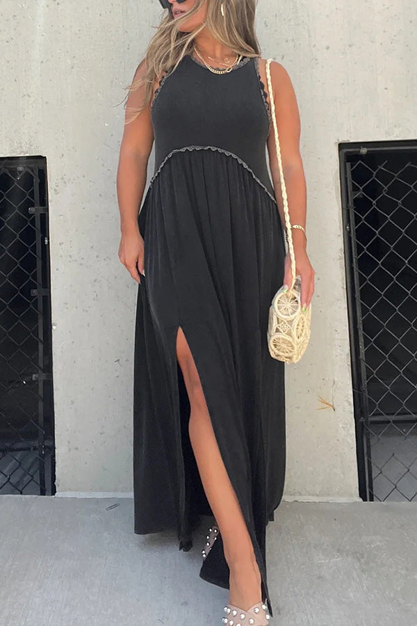 CM | Slit Casual Simple Loose Maxi Vestido Largo