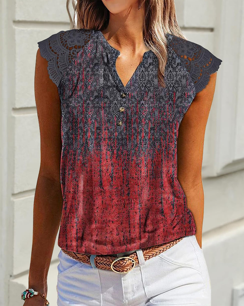 CM | Blusa Casual Estampado Cuello en V Manga corta