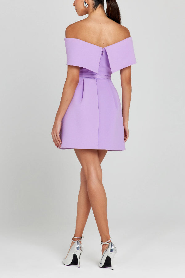 CM | Elegante Noche Solapa Bandeau Cinturón Desmontable Bolsillo Mini Vestido