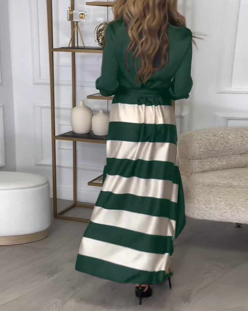 CM | Elegante maxi vestido de rayas