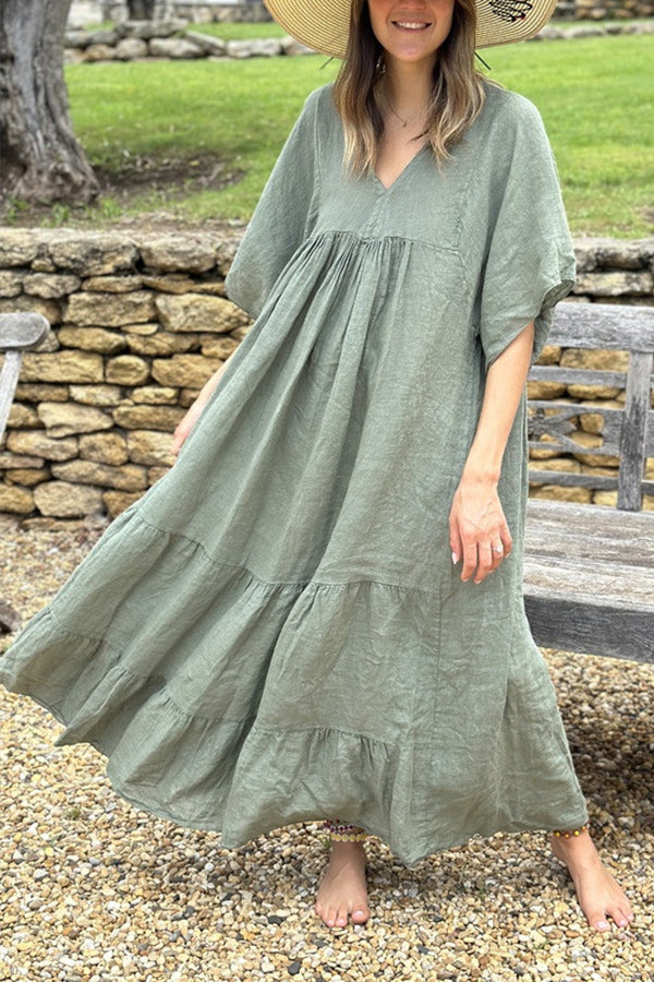 CM | MIRA maxi vestido con escote en V y rayas