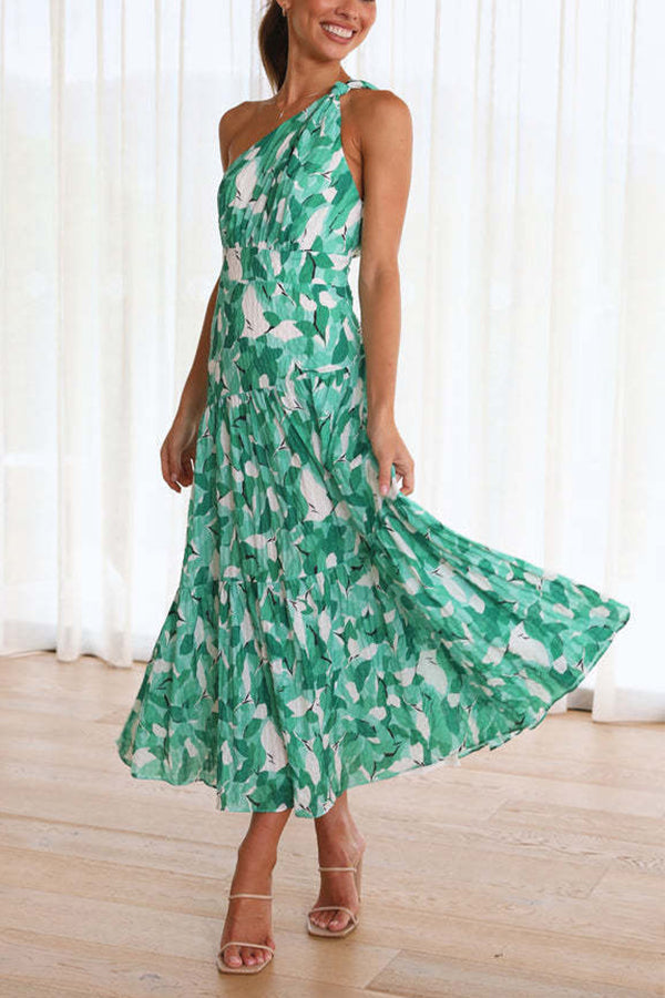 CM | Vestido midi sin mangas, de largo medio y hombros descubiertos
