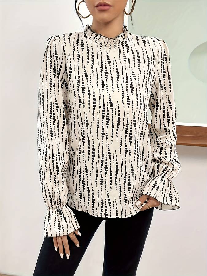 CM | Blusa casual con estampado y mangas farol