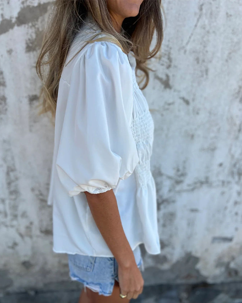 CM | Blusa Casual Moda Manga Corta Unicolor