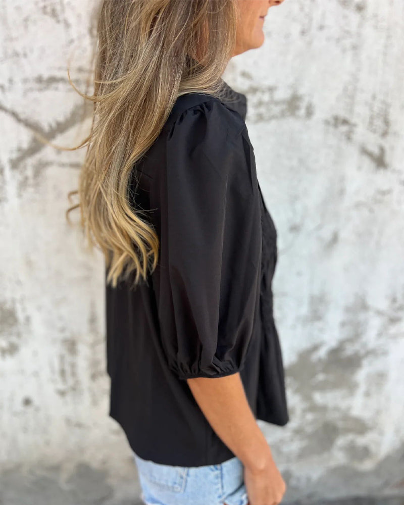 CM | Blusa Casual Moda Manga Corta Unicolor
