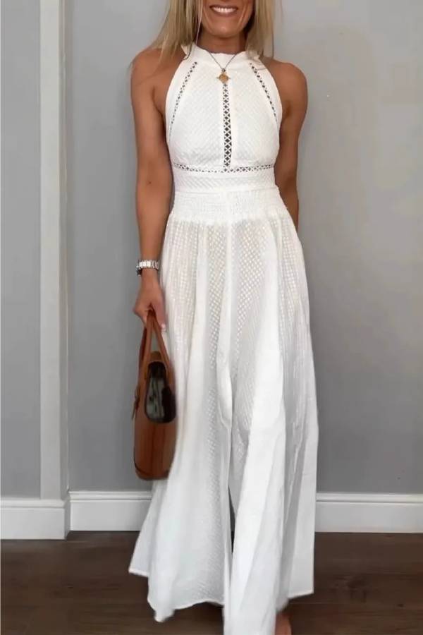 CM | maxi vestido de encaje sin mangas Vestido sin espalda
