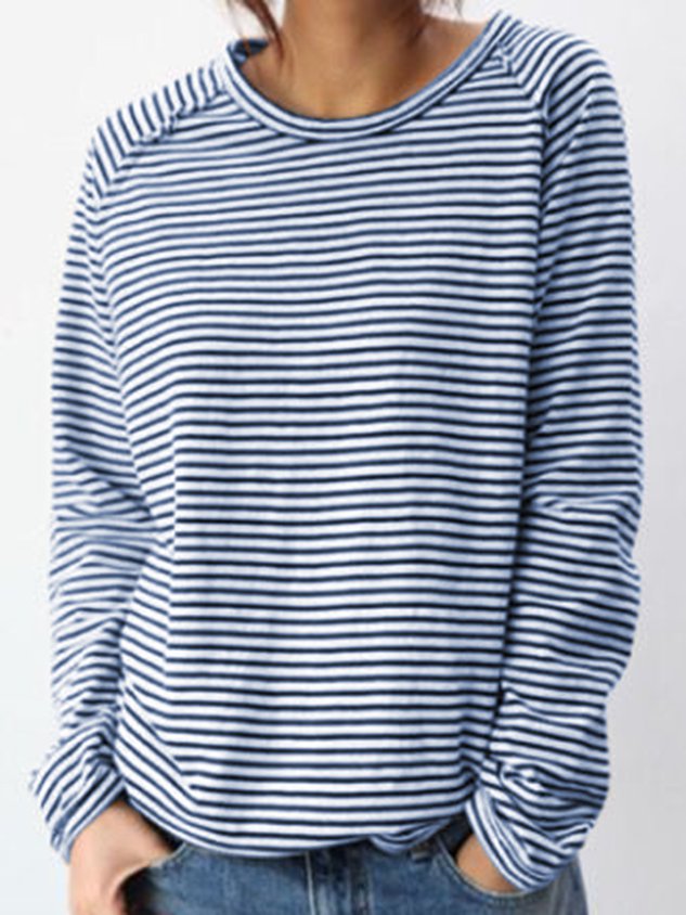 CM Blusa básica de algodón blanco y negro de manga larga