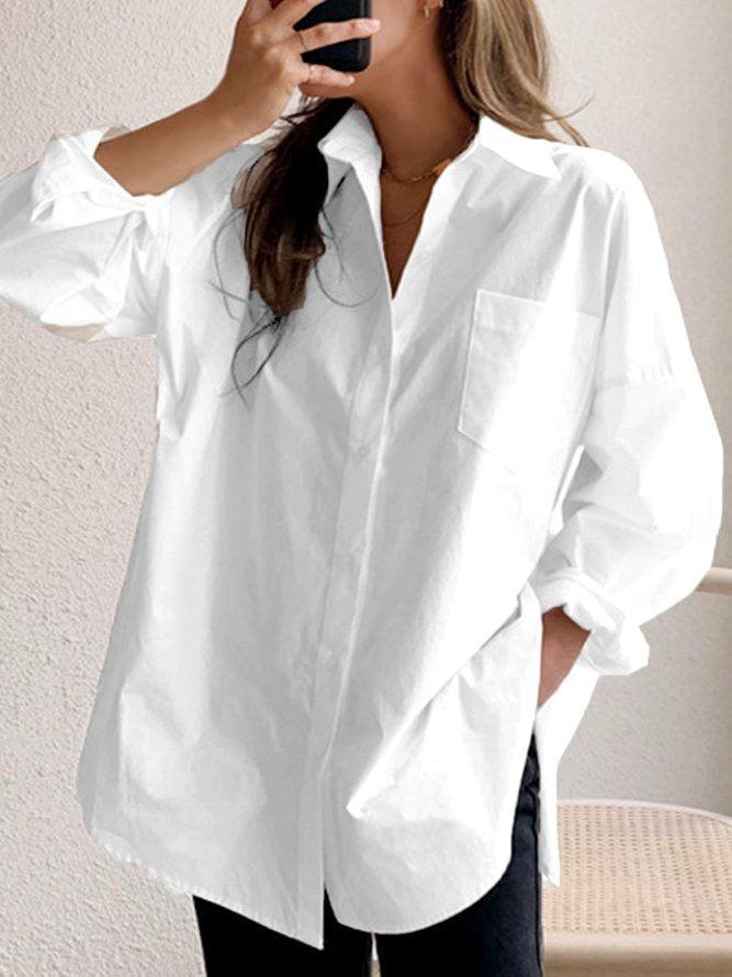 CM | Camisa blanca monocolor con cuello y mangas largas