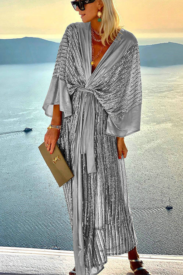 CM | Tardes de ensueño Estilo Corte Retro Kimono Fiesta Maxi Vestido