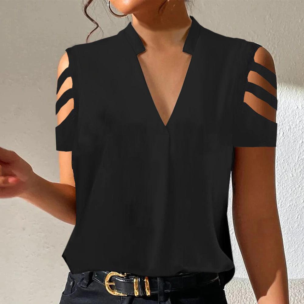 CM | Camiseta monocolor de moda con mangas cortas
