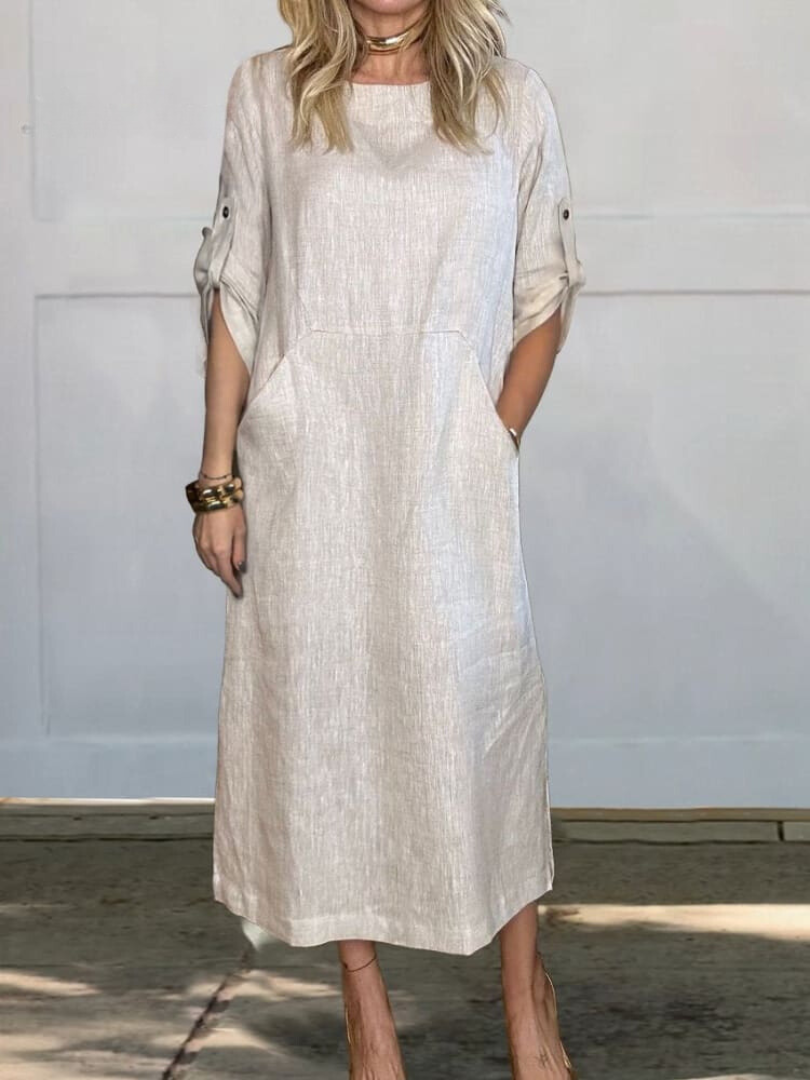CM | Elegante vestido midi con bolsillos