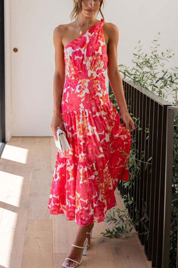 CM | Vestido midi sin mangas, de largo medio y hombros descubiertos