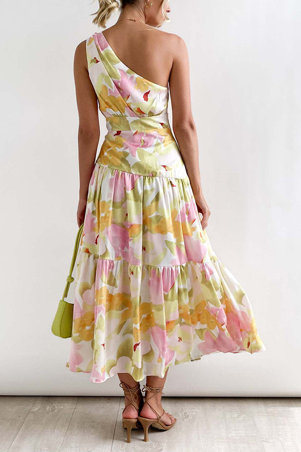 CM | Vestido midi sin mangas, de largo medio y hombros descubiertos