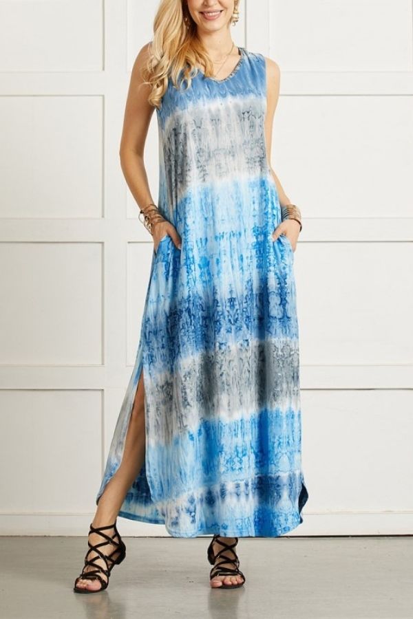 CM | MAXI VESTIDO ESTAMPADO DE COLORES SIN MANGAS
