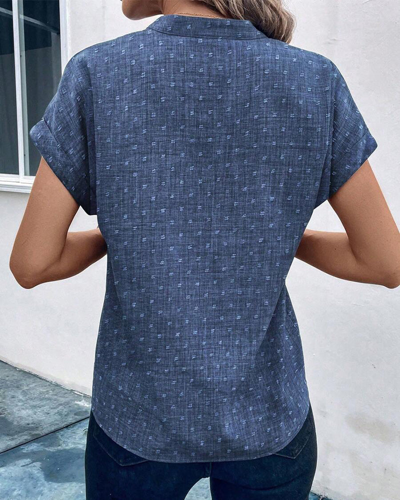CM | Blusa Camisa de manga corta estampada con cuello en V
