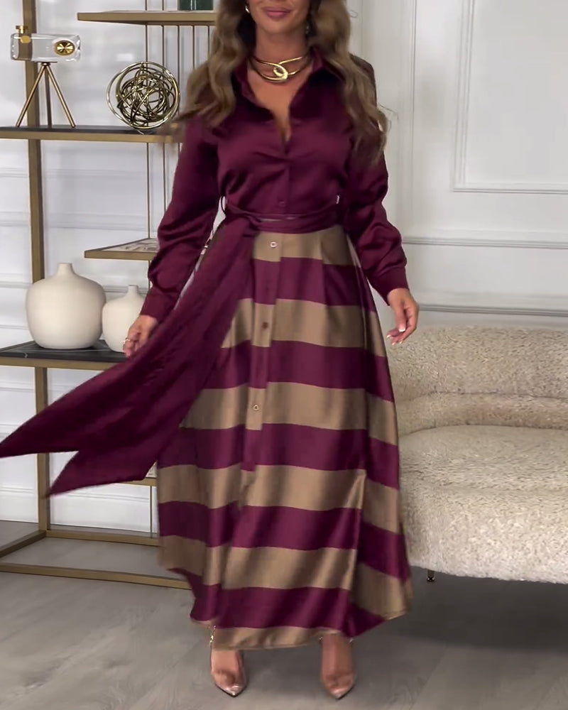 CM | Elegante maxi vestido de rayas