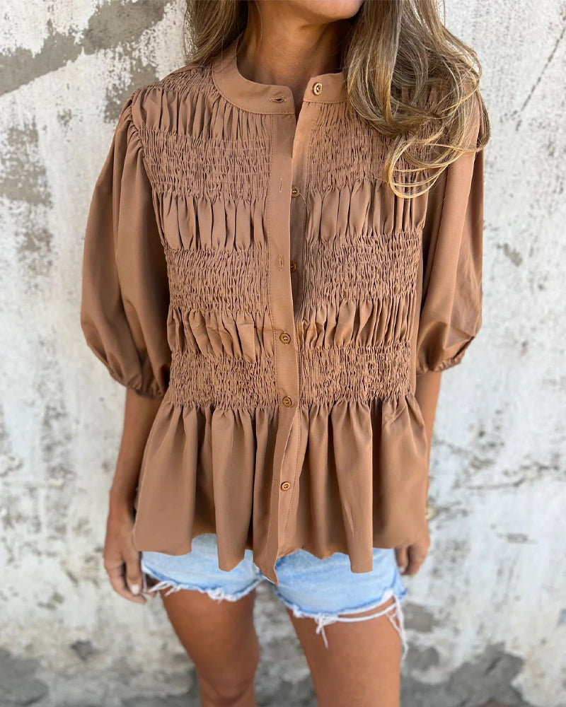 CM | Blusa Casual Moda Manga Corta Unicolor