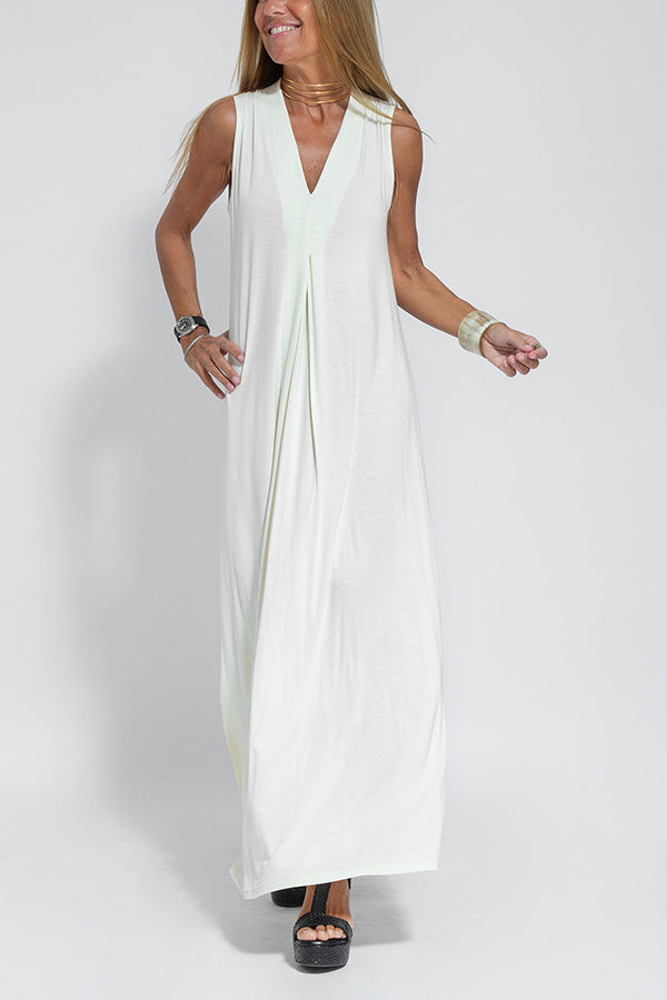 CM | Elegant is forever maxi vestido de punto de color sólido con abertura sin mangas