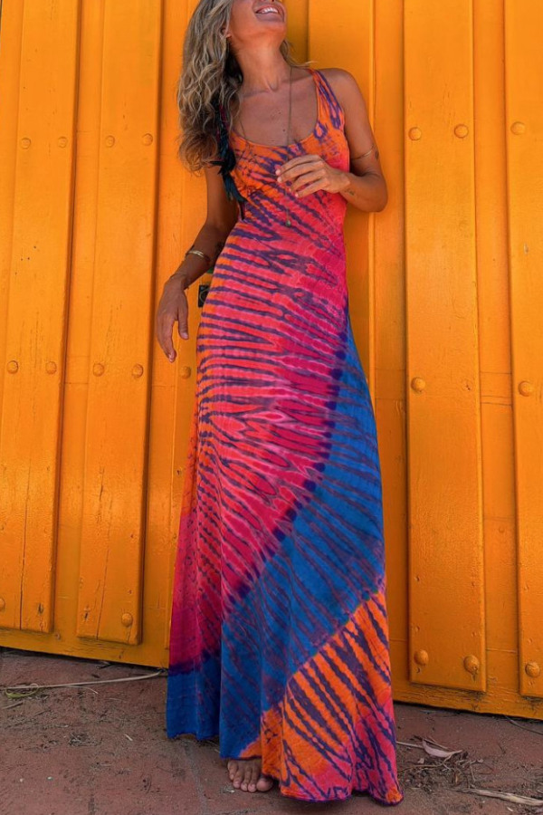 CM | Vestido maxi elástico con espalda cruzada