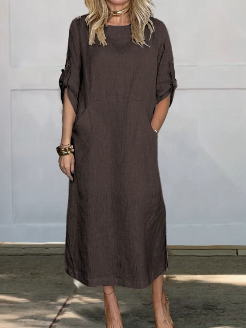 CM | Elegante vestido midi con bolsillos