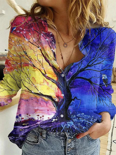 CM | Blusa casual estampada de manga larga