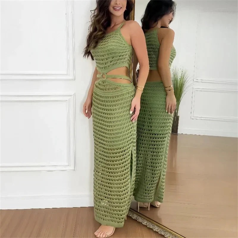 CM | elegante maxi vestido con recortes