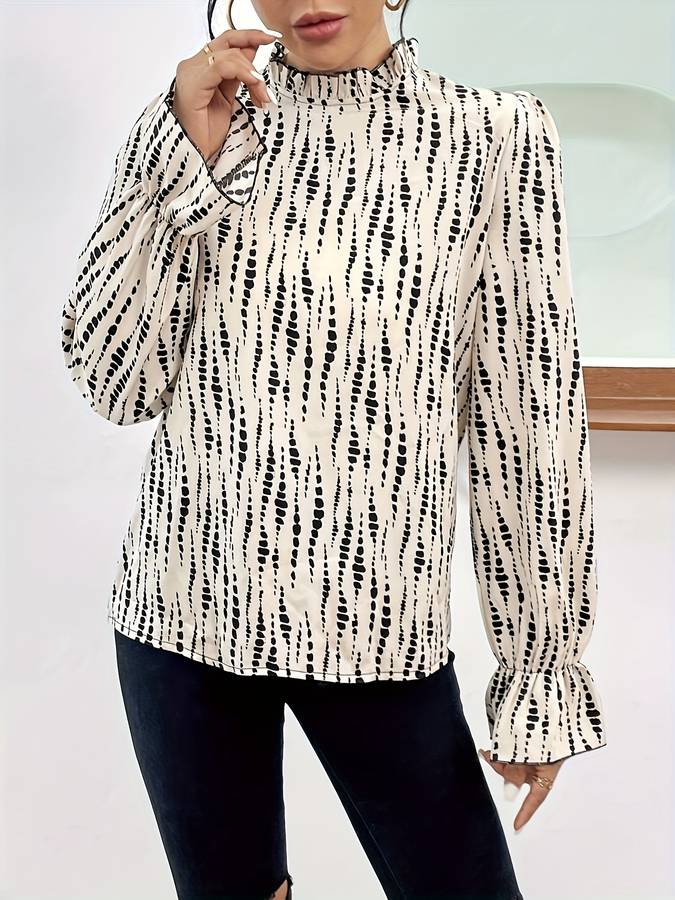 CM | Blusa casual con estampado y mangas farol