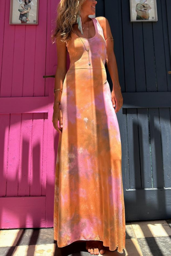 CM | Vestido maxi elástico con espalda cruzada