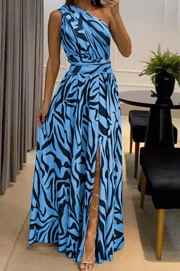 CM | Sexy Vestido largo estampado sin mangas y con abertura en la espalda