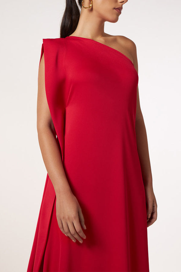 CM | Atemporal encanto de un solo hombro A-line elegante vestido maxi