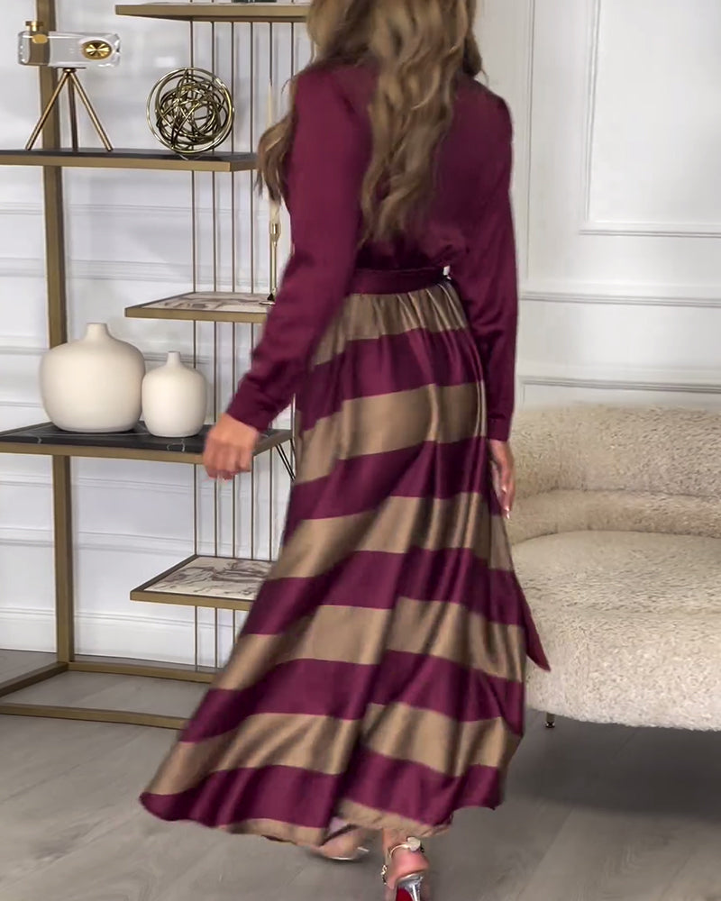 CM | Elegante maxi vestido de rayas