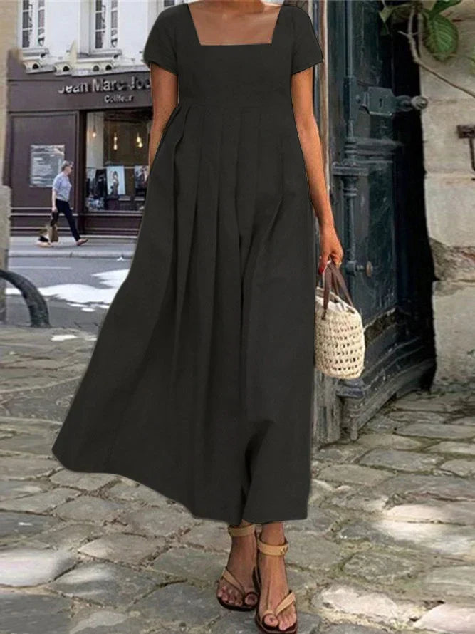 CM | Algodón y lino Vestido casual monocromo