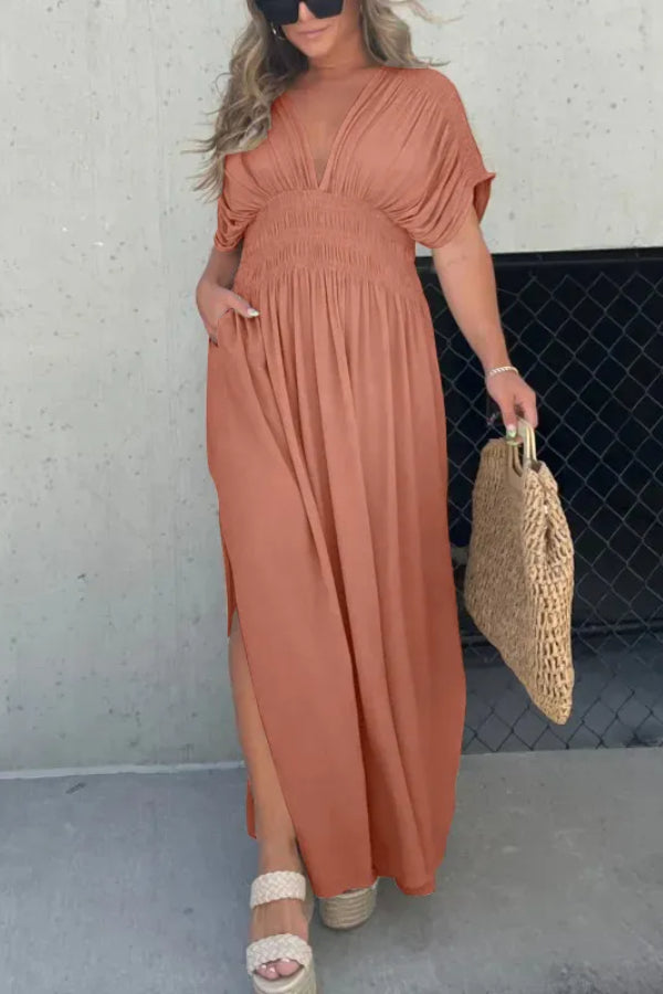 CM | MAXI VESTIDO LARGO CON ESCOTE EN V SIN ESFUERZO (COMPRA 2 ENVÍO GRATIS)