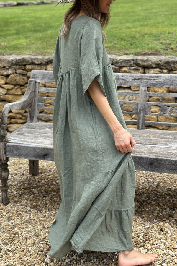 CM | MIRA maxi vestido con escote en V y rayas