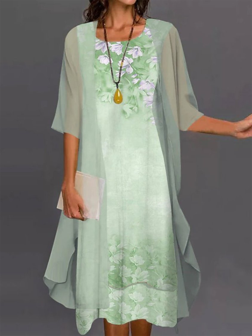 CM | vestido midi de dos piezas con estampado floral para mujer AH315