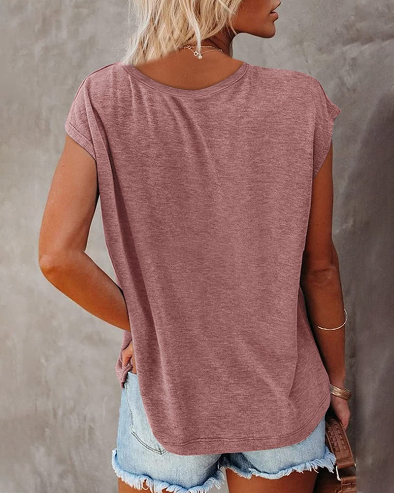 CM | Camiseta de tirantes monocolor con cuello en V y manga corta