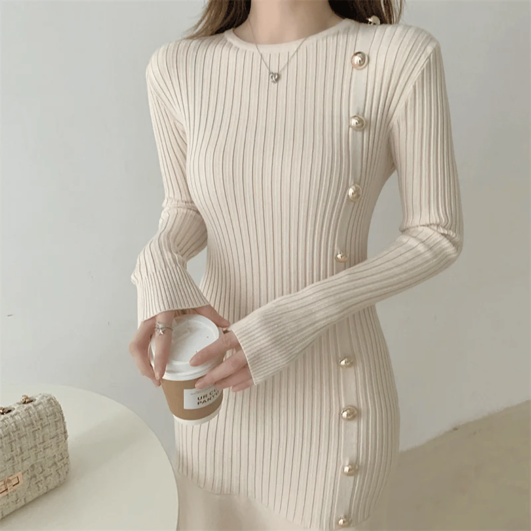 CM | elegante vestido midi de canalé para mujer