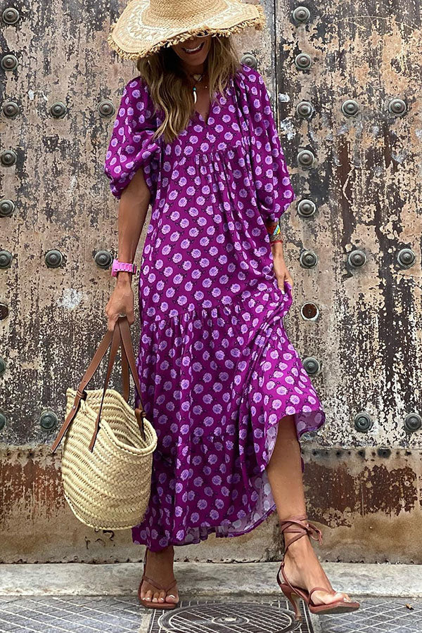CM | Vestido midi con mangas abullonadas