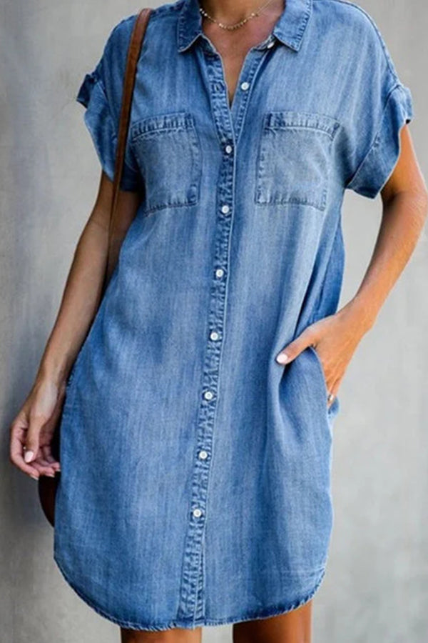 CM | Vestido midi vaquero de manga corta