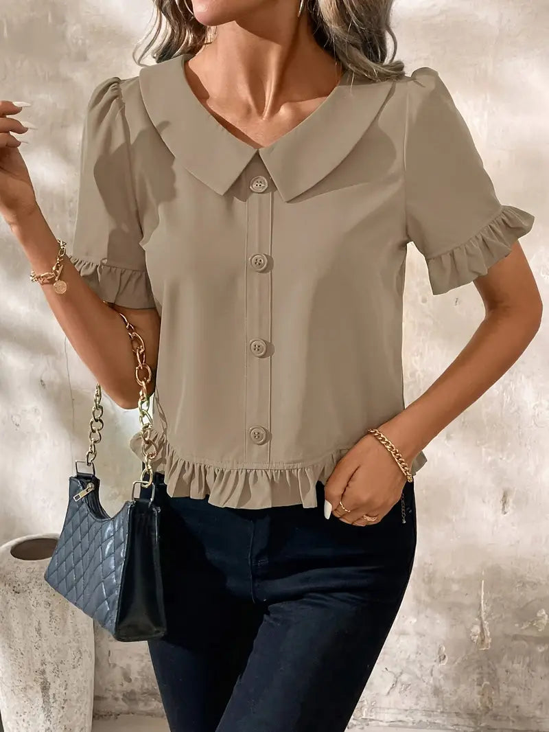 CM | Blusa casual con cuello en V para mujer