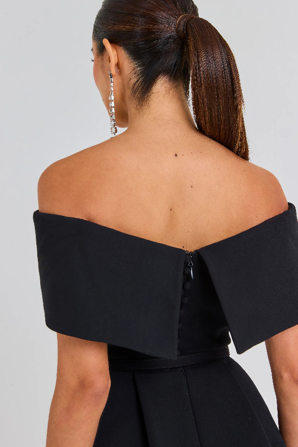 CM | Elegante Noche Solapa Bandeau Cinturón Desmontable Bolsillo Mini Vestido