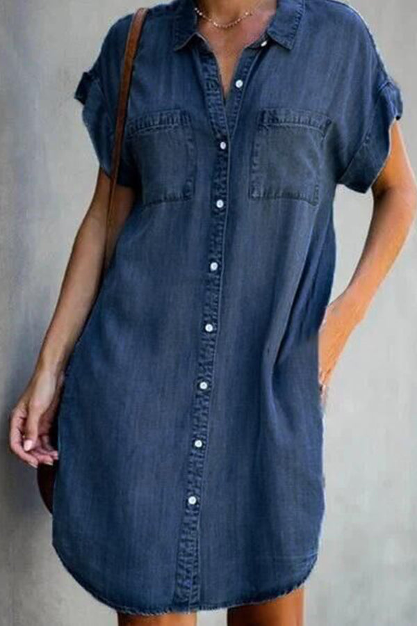 CM | Vestido midi vaquero de manga corta