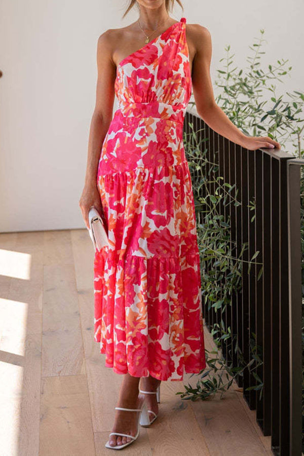 CM | Vestido midi sin mangas, de largo medio y hombros descubiertos