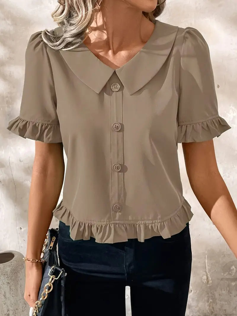 CM | Blusa casual con cuello en V para mujer