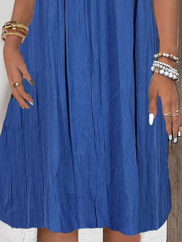 CM | Azul Vestido midi monocolor de manga corta